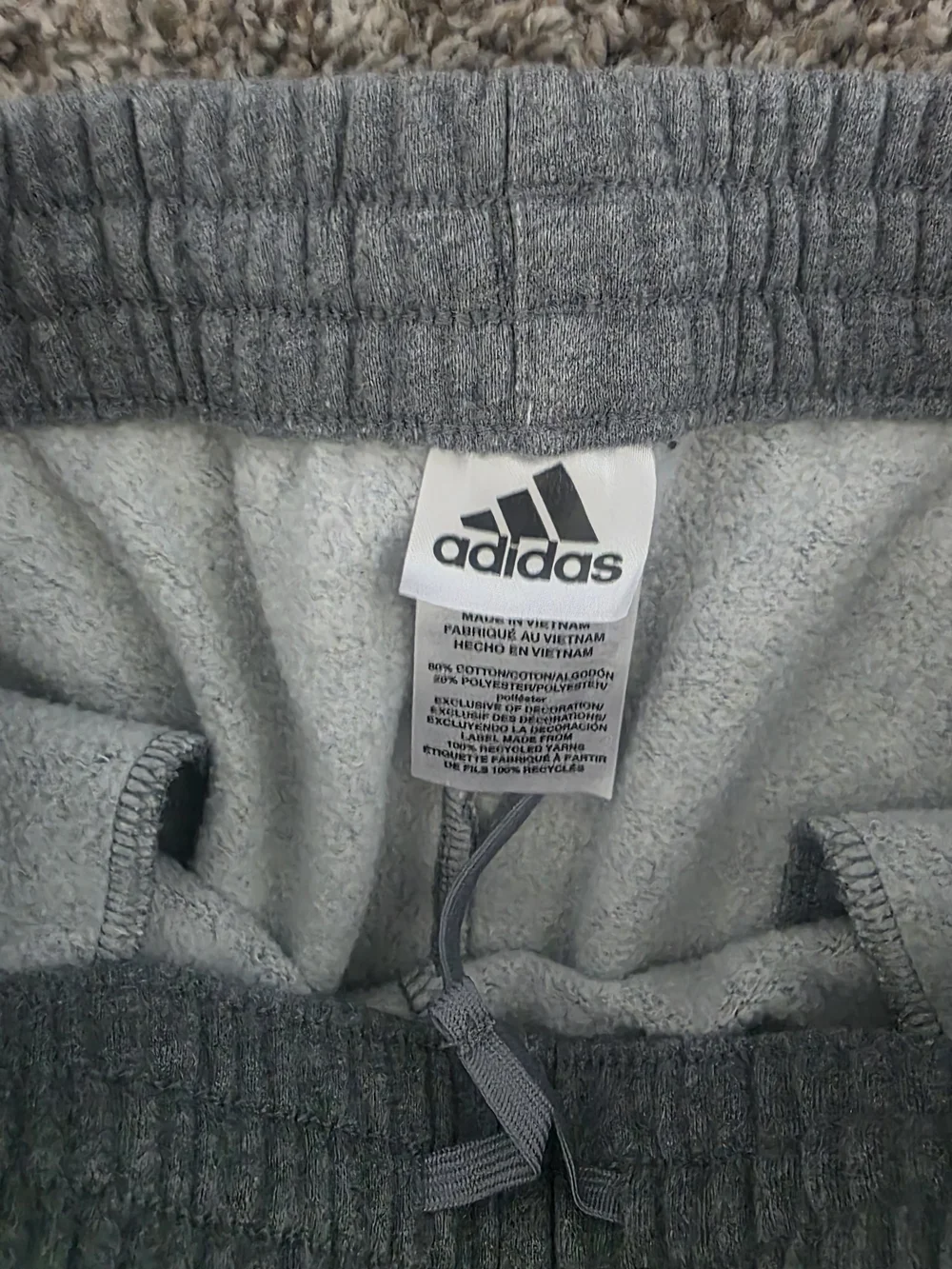 NWOT Boys Adidas Kids' Gray Sweat Shorts with Blue & Green Stripes Size XL